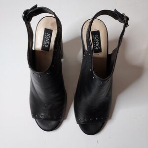 Jones new york studded leather open toe booties